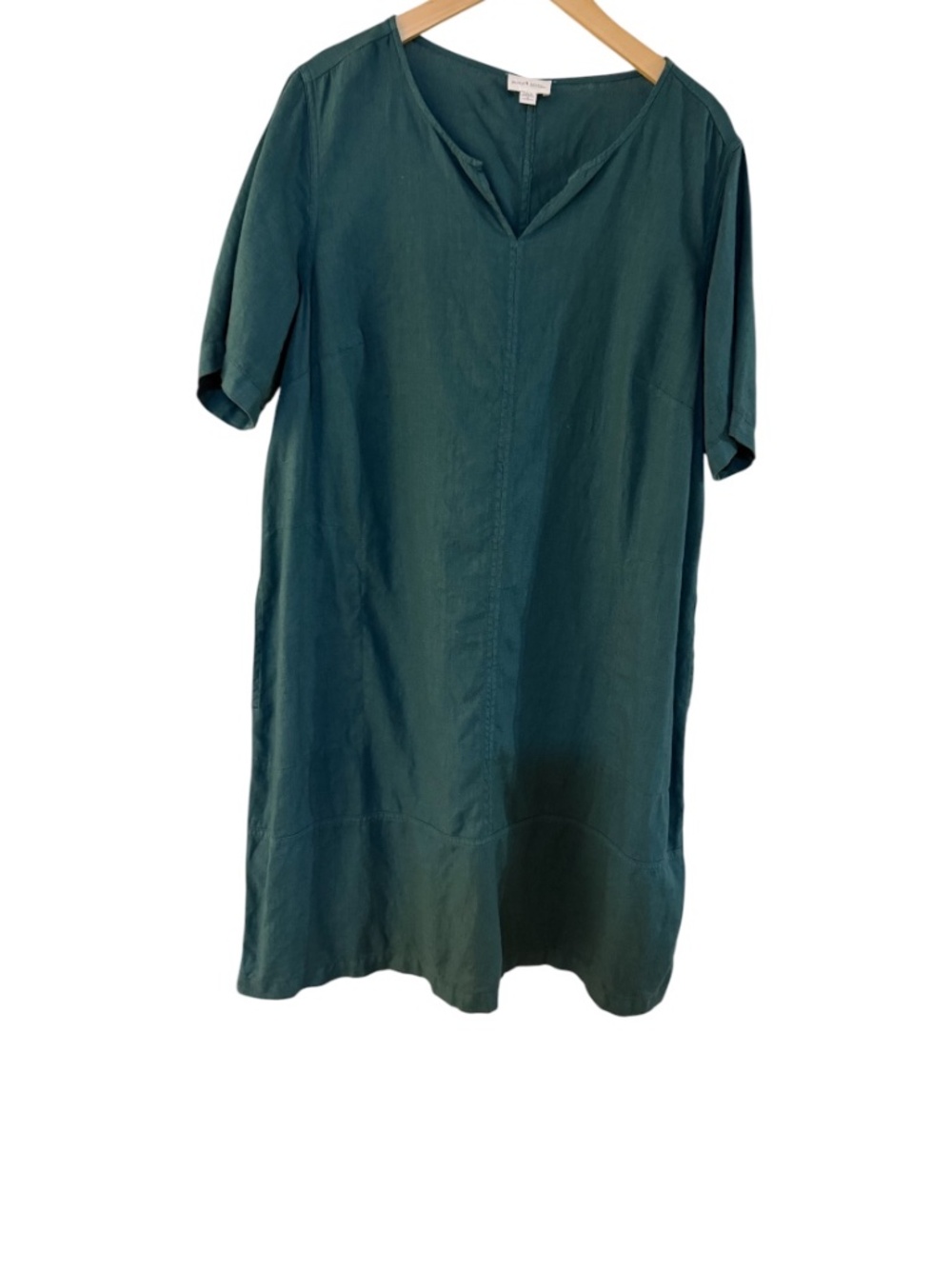 J Jill Teal Green Linen Shift Dress